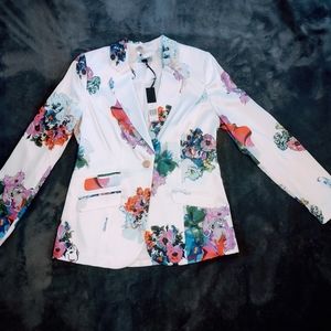 Cynthia Rowley women's white hourglass floral blazer NWT size 6